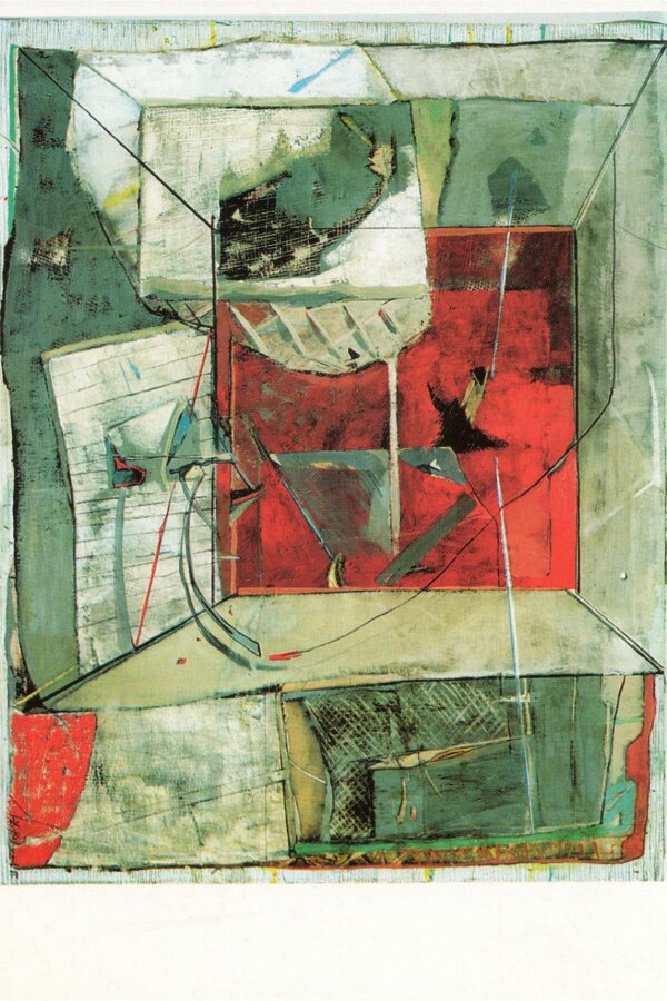 pohlednice s dílem: Zdena Höhmová, Ateliér, 1987, olej